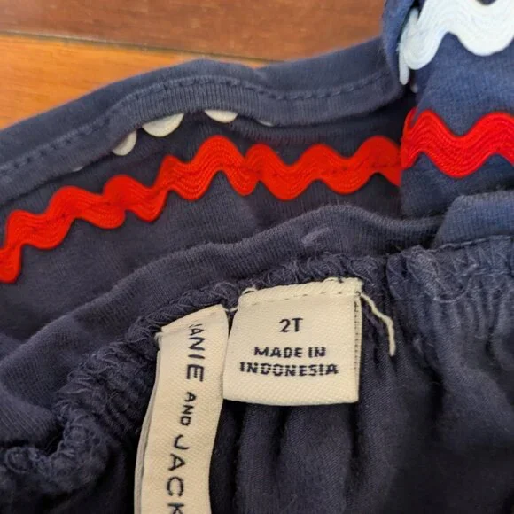 Janie and Jack Romper Ric Rac Trim Cold Shoulder Romper (2T) - Picture 3 of 3